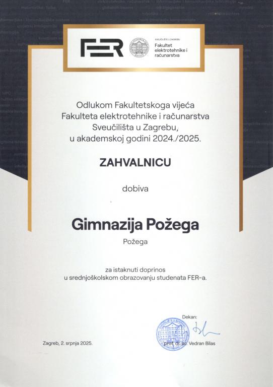 Zahvalnica FER